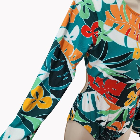 Vince Camuto Size 8 Womens Floral Long Sleeve One Piece Swimsuit NWT $134 - Picture 7 of 11